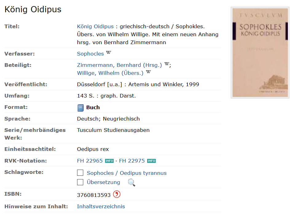 Beispiel für Bibliothekseintrag